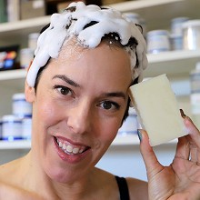 Kerri Mixon teaches the class on making shampoo bars and conditioner bars for luxurious hair.